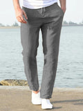 Casual Loose Solid Color Lacing Elastic Waist Pants Pants coofandystore