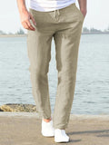 Casual Loose Solid Color Lacing Elastic Waist Pants Pants coofandystore