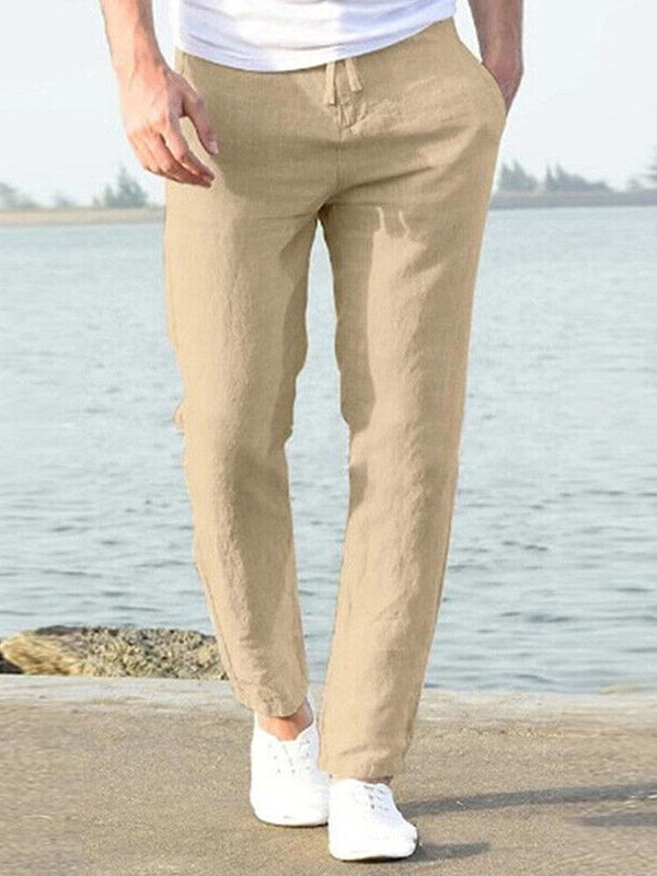 Casual Loose Solid Color Lacing Elastic Waist Pants Pants coofandystore