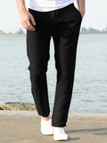 Casual Loose Solid Color Lacing Elastic Waist Pants Pants coofandystore