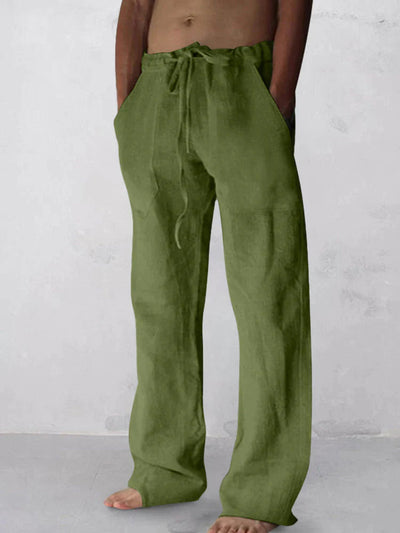 wide-legged linen style comfortable pants Pants coofandystore Green S 