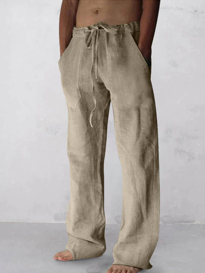 wide-legged linen style comfortable pants Pants coofandystore Light Grey S 