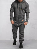 Hooded Fleece Solid Color Jumpsuit Jumpsuit coofandystore Dark Grey S