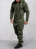 Hooded Fleece Solid Color Jumpsuit Jumpsuit coofandystore