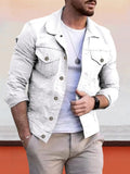 Coofandy Casual Button Denim Jacket Coat coofandystore White M