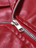 Lapel Zipper Leather Jacket Jackets coofandystore