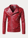 Lapel Zipper Leather Jacket Jackets coofandystore