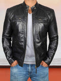 Stand Collar Punk Motorcycle Leather Jacket Jackets coofandystore