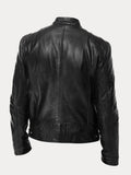 Stand Collar Punk Motorcycle Leather Jacket Jackets coofandystore