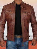 Stand Collar Punk Motorcycle Leather Jacket Jackets coofandystore