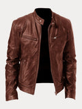 Stand Collar Punk Motorcycle Leather Jacket Jackets coofandystore