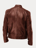 Stand Collar Punk Motorcycle Leather Jacket Jackets coofandystore