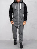 Coofandy Splicing Fleece Sports Jumpsuit Sports Set coofandystore Grey/White M