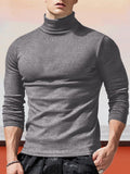 Classic Slim Fit Turtleneck Basic Top T-Shirt coofandystore Grey S