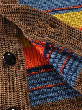Multicolor Lapel Neck Sweater Coat Sweaters coofandystore