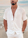 Casual Cotton and Linen Button Shirt Shirts coofandystore White S