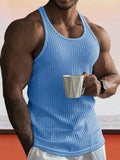 Solid Slim Fit Gym Knitted Tank Top Tank Tops coofandystore Clear Blue S