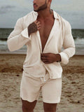 Solid Pure Cotton Shirt Set Sets coofandystore