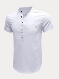 Casual Half Button Cotton Linen Shirt Shirts coofandystore
