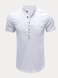 Casual Half Button Cotton Linen Shirt Shirts coofandystore