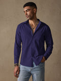 Cotton Linen Long Sleeve Casual Shirt Shirts coofandystore Navy Blue S