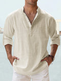 Cotton Linen Casual Long Sleeve Shirt Shirts coofandystore Cream S