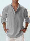 Cotton Linen Casual Long Sleeve Shirt Shirts coofandystore Grey S