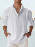Cotton Linen Casual Long Sleeve Shirt Shirts coofandystore White S