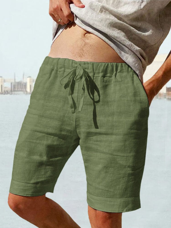 Cotton Linen Drawstring Casual Shorts Shorts coofandystore Army Green S