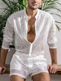 Hollow Out Lace Shirt Sets Sets coofandystore
