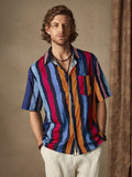Cozy Stripe Cotton Beach Shirt Shirts coofandystore Wine Red S