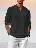 Cozy Lightweight Cotton Linen Button Shirt Shirts coofandystore Black S