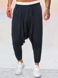 Cotton Linen Solid Color Harem Pants Pants coofandystore Black M