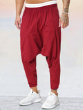 Cotton Linen Solid Color Harem Pants Pants coofandystore Red M
