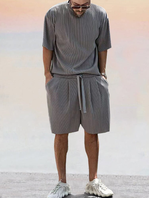 Casual Solid Stretchy Pit Strip Tracksuits Set Sports Set coofandystore Dark Grey M