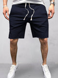 Casual Cotton Elastic Waist Shorts Shorts coofandystore Dark Blue S