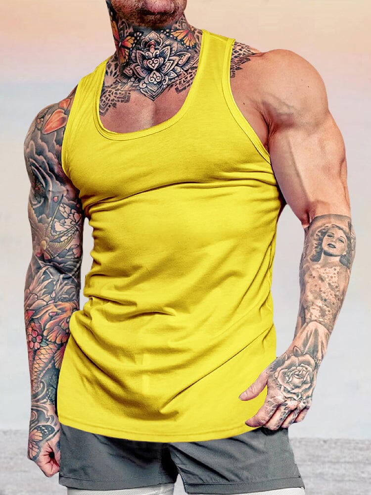Gym Workout Tank Top Tank Tops coofandystore Yellow M 