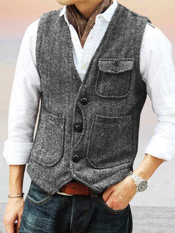 Vintage Texture Suit Vest Vest coofandystore Grey S