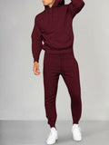 Casual Athleisure Hoodie Set Sports Set coofandy Wine Red S