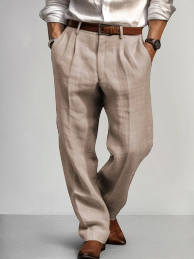 Premium Cotton Linen Relax Pants Pants coofandy Khaki S 