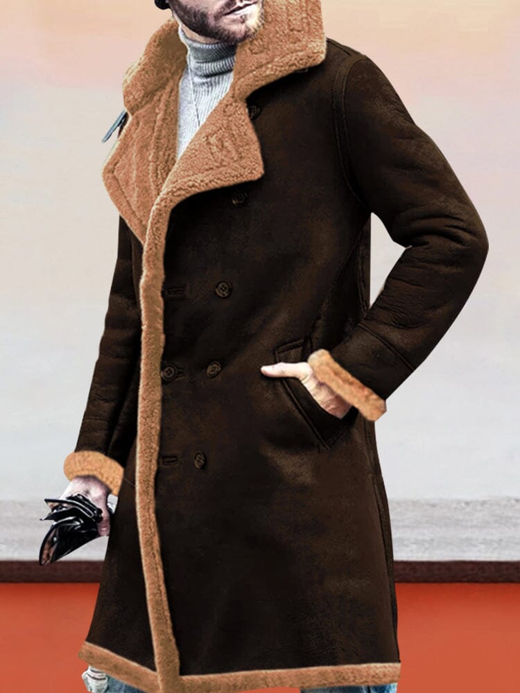 Thickened Warm Fleece Lined Coat Coat coofandy Brown S 
