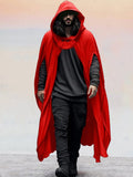Stylish Hooded Cloak Cardigan Cape coofandy Red S