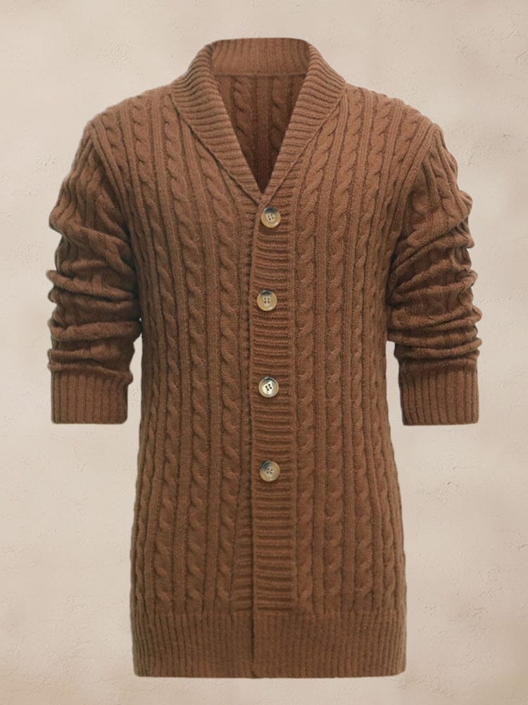 Casual Mid-Length Cable Knit Cardigan Cardigans coofandy 