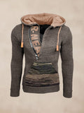 Stylish Splicing Knit Pullover Hoodie Sweater coofandy Army Green S