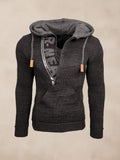 Stylish Splicing Knit Pullover Hoodie Sweater coofandy Black S