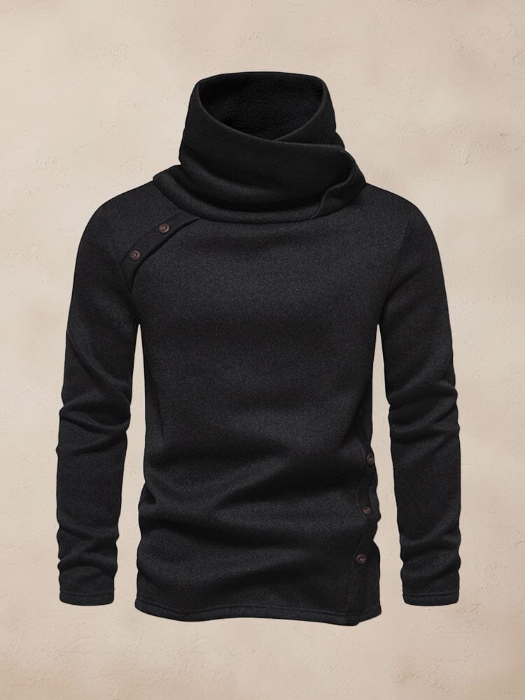 Stylish Turtleneck Pullover Top Sweater coofandy Black S 