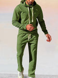 Stylish Athleisure Waffle Hoodie Set Sports Set coofandy Army Green M