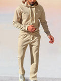 Stylish Athleisure Waffle Hoodie Set Sports Set coofandy Light Khaki M