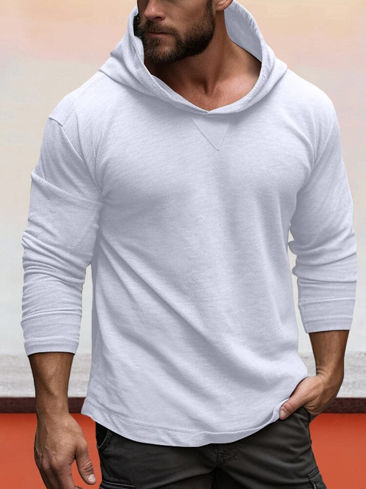 Lightweigt 100% Cotton Hooded Top T-Shirt coofandy White S 