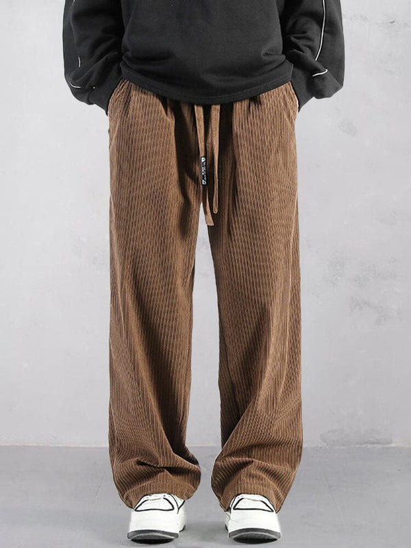 Casual Straight-Leg Corduroy Pants Pants coofandystore Brown S